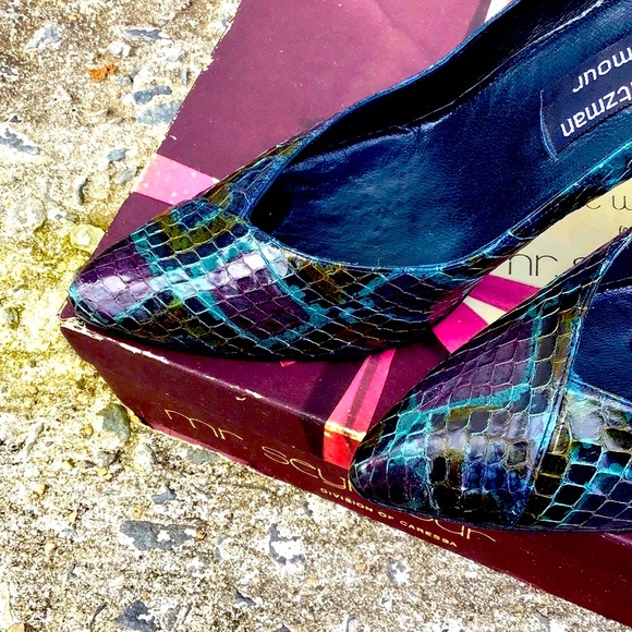 Stuart Weitzman Shoes Mr. Seymour Snakeskin Vintage Heels 7 1/2 - Picture 15 of 16